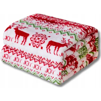 deka Vánoční deka 200x220 Mikrovlákno Sobí vzor Přehoz Teplá dečka