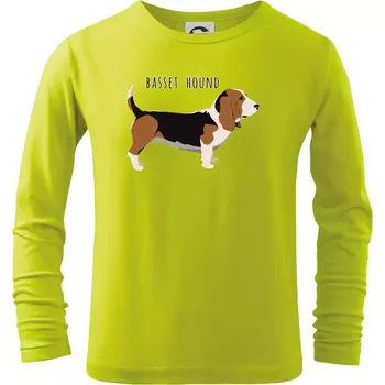 Chlapecké tričko Basset hound pes s nápisem - Triko dětské Long Sleeve - 146 cm/10 let ( Limetková )