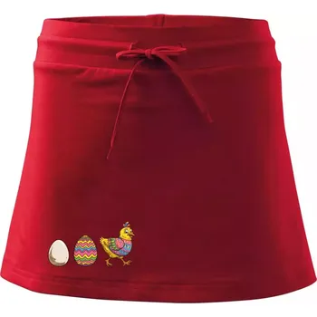 Dámská sukně Evoluce vajíčka - velikonoce - slepice - Sportovní sukně - two in one - M ( Červená )