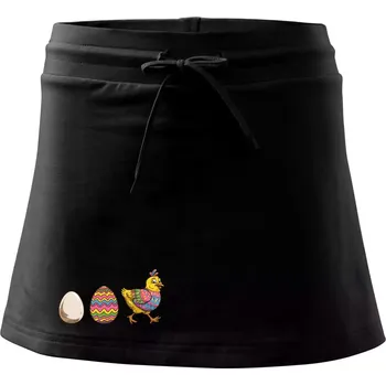 Dámská sukně Evoluce vajíčka - velikonoce - slepice - Sportovní sukně - two in one - L ( Černá )