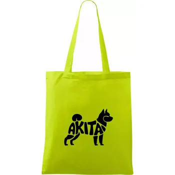 Akita Inu - Nápis v těle - Taška bavlněná - 42 x 38 cm ( Limetková )
