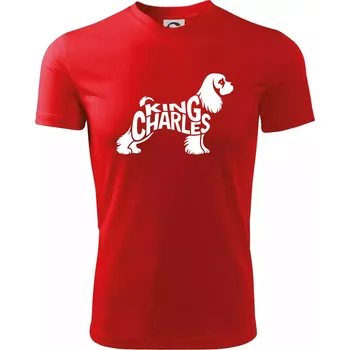 Kavalír king Charles španěl nápis v těle - Dětské triko sportovní (dresovina) - 158 cm/12 let ( Červená )