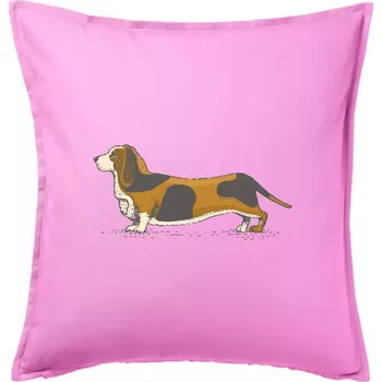 Polštář Vintage basset - Polštář 50x50 - 50x50 - Pouze potah ( Růžová )