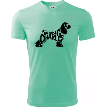 Kavalír king Charles španěl nápis v těle - Dětské triko sportovní (dresovina) - 146 cm/10 let ( Mátová )
