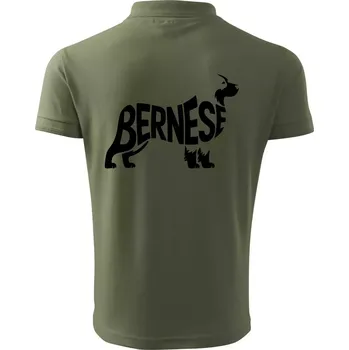 Pánská košile Bernese Mountain Dog nápis v těle - Polokošile pánská Pique Polo 203 - 2XL ( Khaki )