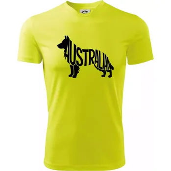 Chlapecké tričko Australský Ovčák - nápis v těle - Dětské triko sportovní (dresovina) - 122 cm/6 let ( Neonově žlutá )
