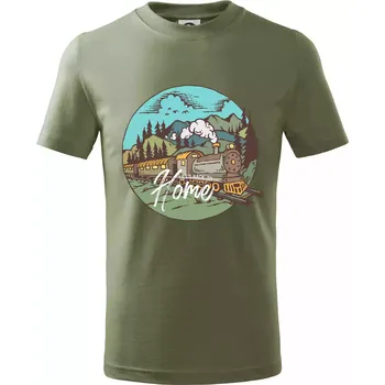 Train back to home - Tričko dětské bavlněné - 104-110cm / 3-4 roky ( Khaki )