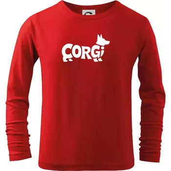 Chlapecké tričko Corgi nápis v těle - Triko dětské Long Sleeve - 122 cm/6 let ( Červená )