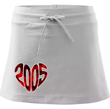 Dámská sukně 2005 v srdci - Sportovní sukně - two in one - XS ( Bílá )