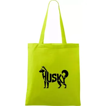 Husky nápis v těle - Taška bavlněná - 42 x 38 cm ( Limetková )