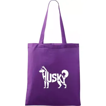 Husky nápis v těle - Taška bavlněná - 42 x 38 cm ( Fialová )