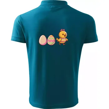 Pánská košile Evoluce vajíčka - velikonoce - kuře - Polokošile pánská Pique Polo 203 - 5XL ( Tmavý tyrkys )