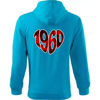 Pánská mikina 1960 v srdci - Mikina s kapucí na zip trendy zipper - 2XL ( Světlý tyrkys )