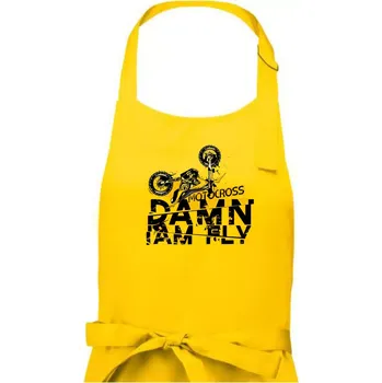 Kuchyňská zástěra Motocross damn iam fly - Dámská zástěra na vaření - Univerzální velikost ( Žlutá )