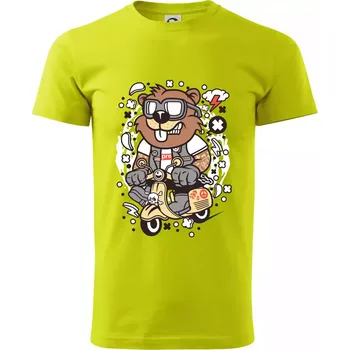 Pánské tričko Sysel na skútru - Klasické pánské triko vyšší gramáže - XS ( Limetková )