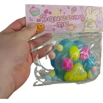 Relaxační silikonová tlapka Squeezy - modrá/multikolor