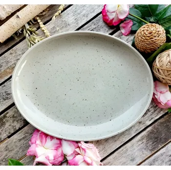 LIFESTYLE talíř oválný 32 cm, Natural, G. Benedikt 1882 (Porcelánový podnos 2. jakost)