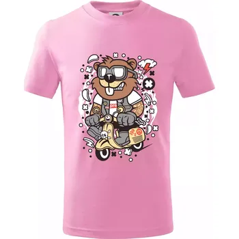 Chlapecké tričko Sysel na skútru - Tričko dětské bavlněné - 122 cm/6 let ( Růžová )