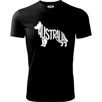 Australský Ovčák - nápis v těle - Dětské triko sportovní (dresovina) - 158 cm/12 let ( Černá )