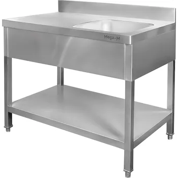 Nerezový dřez Nerezový mycí stůl s dřezem na pravé straně a policí 140x70x85 cm