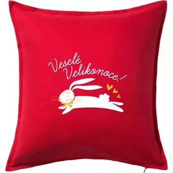 Polštář Veselé Velikonoce - bíle - Polštář 50x50 - 50x50 - Pouze potah ( Červená )