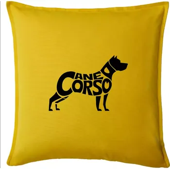 Polštář Cane corso nápis v těle - Polštář 50x50 - 50x50 - Pouze potah ( Žlutá )