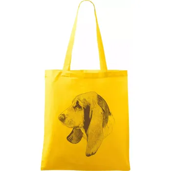 Basset - kreslená hlava - Taška bavlněná - 42 x 38 cm ( Žlutá )