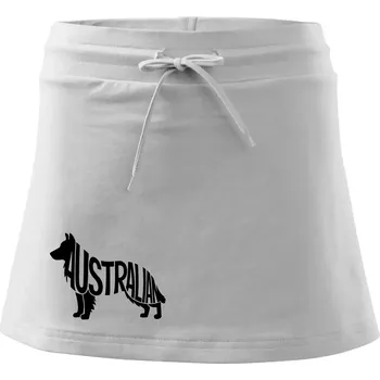 Dámská sukně Australský Ovčák - nápis v těle - Sportovní sukně - two in one - L ( Bílá )