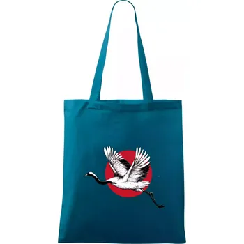 Japan culture - čáp - Taška bavlněná - 42 x 38 cm ( Petrolejová )