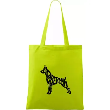 Doberman - nápis v tělě - Taška bavlněná - 42 x 38 cm ( Limetková )