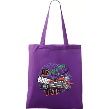 Až vyrostu budu jako táta - klasická motorka - Taška bavlněná - 42 x 38 cm ( Fialová )