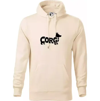 Pánská mikina Corgi nápis v těle - Mikina pánská Cape s kapucí - S ( Mandlová )