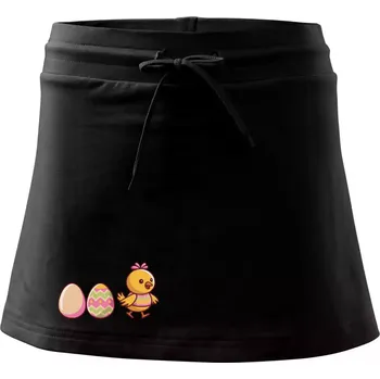 Dámská sukně Evoluce vajíčka - velikonoce - kuře - Sportovní sukně - two in one - L ( Černá )