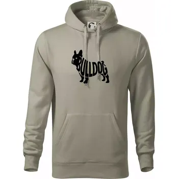 Pánská mikina Bulldog nápis v těle - Mikina pánská Cape s kapucí - 4XL ( Light khaki )