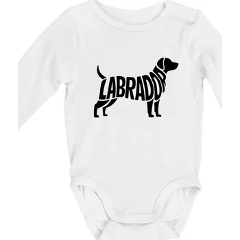 Dětská móda Labrador nápis v těle - Body kojenecké s dlouhým rukávem - Dlouhý r. do 3 měs ( Bílá )