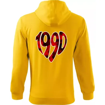 Pánská mikina 1990 v srdci - Mikina s kapucí na zip trendy zipper - M ( Žlutá )