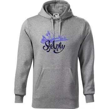 Pánská mikina Sydney Lettering - Mikina pánská Cape s kapucí - 5XL ( Tmavě šedý melír )