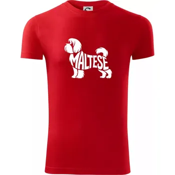 Pánské tričko Maltézský psík nápis v těle - Viper FIT - Pánské zůžené tričko - S ( Červená )
