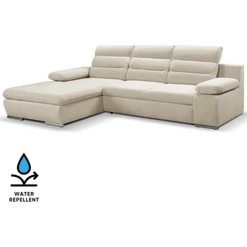 Sedací souprava Sedací souprava GRECO MINI | 185x278 cm | LEVÁ | 09 světle béžová WATER REPELLENT | rozkládací + úložný prostor