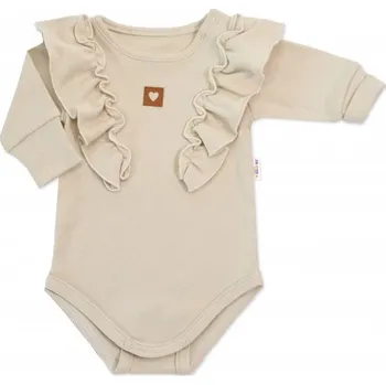 Kojenecký body Rostoucí body NATURE, dlouhý rukáv s volánky, bavlna, béžová, vel. 56/62