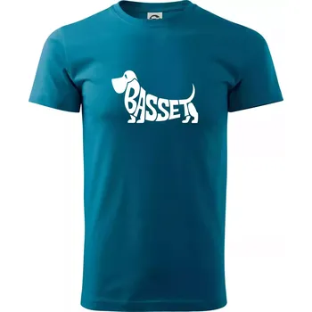 Basset nápis v těle - Klasické pánské triko vyšší gramáže - M ( Petrolejová )