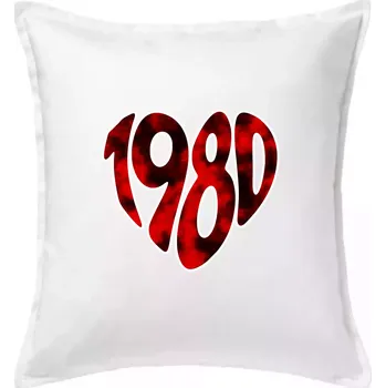 Polštář 1980 v srdci - Polštář 50x50 - 50x50 - Pouze potah ( Bílá )