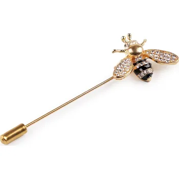 Brož Ozdobný špendlík / brož s broušenými kamínky včela