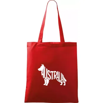 Nákupní taška Australský Ovčák - nápis v těle - Taška bavlněná - 42 x 38 cm ( Červená )
