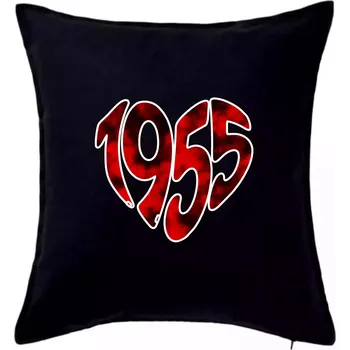 Polštář 1955 v srdci - Polštář 50x50 - 50x50 - Pouze potah ( Černá )