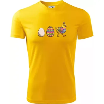 Evoluce vajíčka - velikonoce - slepice - Dětské triko sportovní (dresovina) - 146 cm/10 let ( Žlutá )