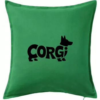 Polštář Corgi nápis v těle - Polštář 50x50 - 50x50 - Pouze potah ( Středně zelená )