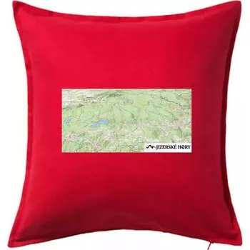 Polštář Jizerské hory mapa - Polštář 50x50 - 50x50 - Pouze potah ( Červená )