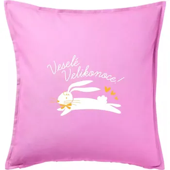 Polštář Veselé Velikonoce - bíle - Polštář 50x50 - 50x50 - Pouze potah ( Růžová )