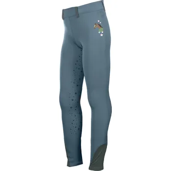 Jezdecké kalhoty Dětské jezdecké legíny HKM Pony Dream II se silikonovým sedem, modrá, 122/128